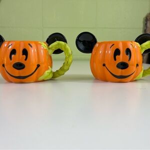Disney Halloween Orange Pumpkin Mickey Mouse Mugs
